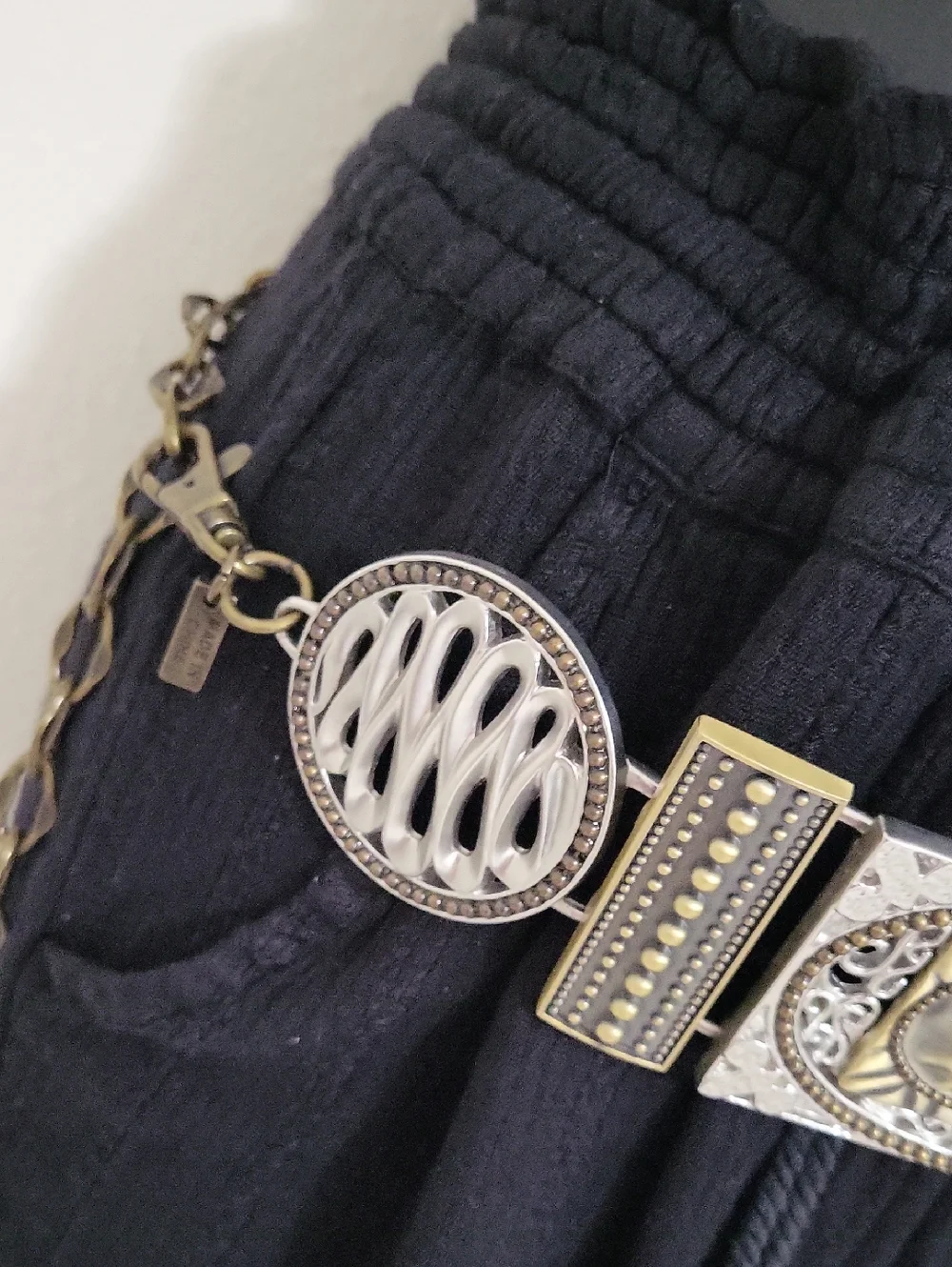 Chico's Metal Concho Medallian Chain Link Belt